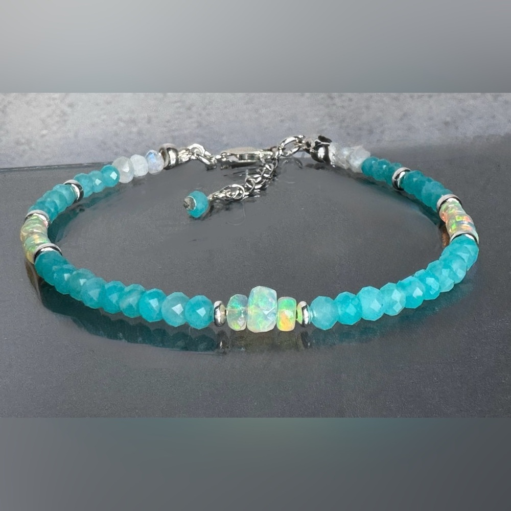 Sea Blue Amazonite Ethiopian Opal in Sterling Silver - Picture 7 of 8